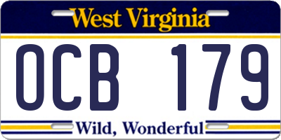 WV license plate OCB179