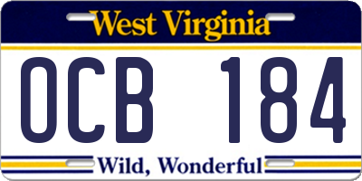 WV license plate OCB184