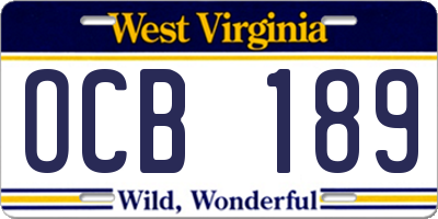 WV license plate OCB189