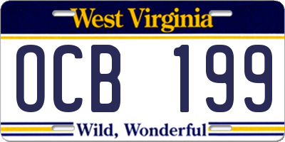 WV license plate OCB199