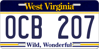 WV license plate OCB207