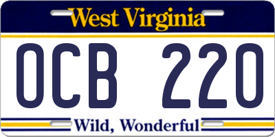 WV license plate OCB220