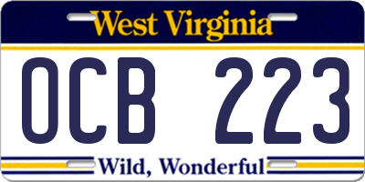 WV license plate OCB223