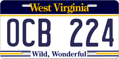 WV license plate OCB224