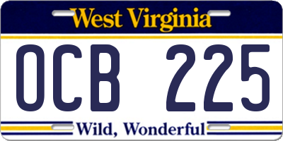 WV license plate OCB225