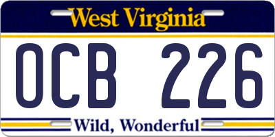 WV license plate OCB226