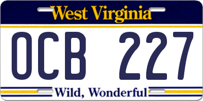 WV license plate OCB227