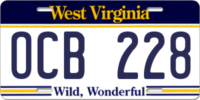 WV license plate OCB228