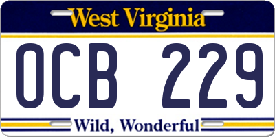 WV license plate OCB229