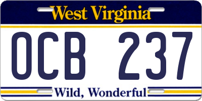 WV license plate OCB237