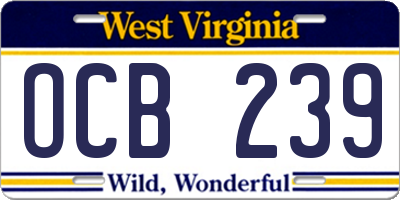 WV license plate OCB239