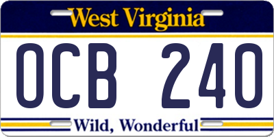 WV license plate OCB240
