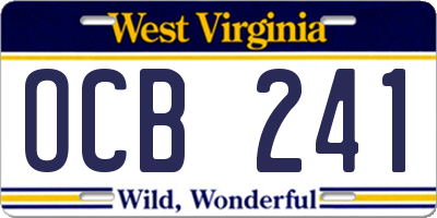 WV license plate OCB241