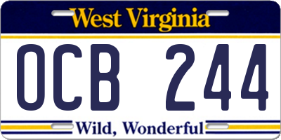 WV license plate OCB244