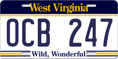 WV license plate OCB247
