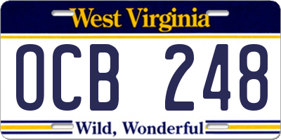 WV license plate OCB248