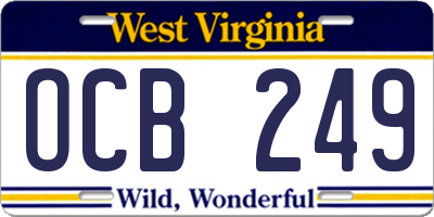 WV license plate OCB249