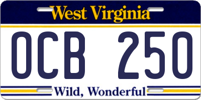 WV license plate OCB250