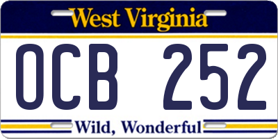 WV license plate OCB252