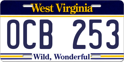 WV license plate OCB253