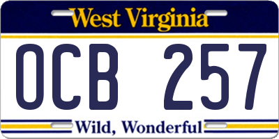 WV license plate OCB257