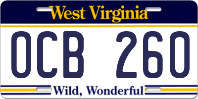 WV license plate OCB260