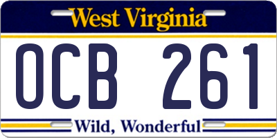 WV license plate OCB261