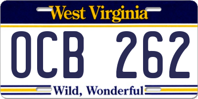 WV license plate OCB262