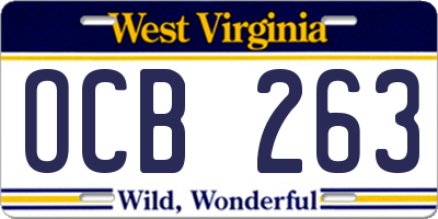 WV license plate OCB263