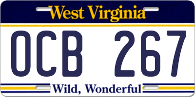 WV license plate OCB267