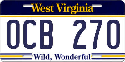 WV license plate OCB270