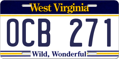 WV license plate OCB271