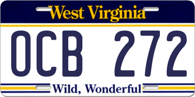 WV license plate OCB272