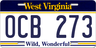 WV license plate OCB273