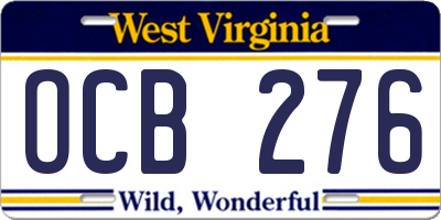 WV license plate OCB276