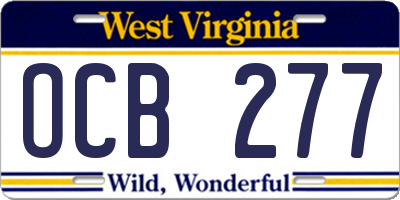 WV license plate OCB277