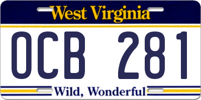 WV license plate OCB281