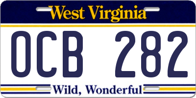WV license plate OCB282