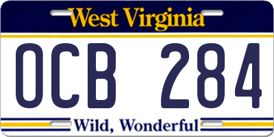 WV license plate OCB284
