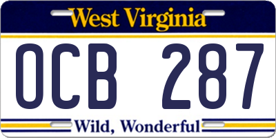 WV license plate OCB287