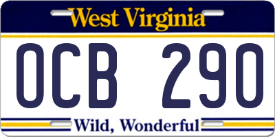 WV license plate OCB290