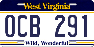 WV license plate OCB291
