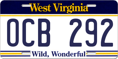 WV license plate OCB292