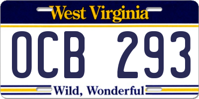 WV license plate OCB293