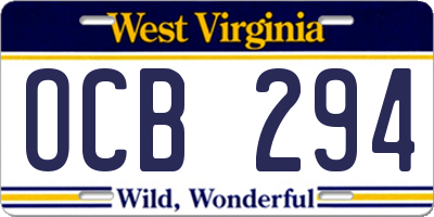 WV license plate OCB294
