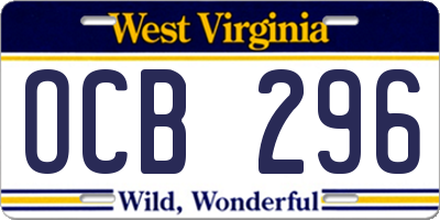 WV license plate OCB296