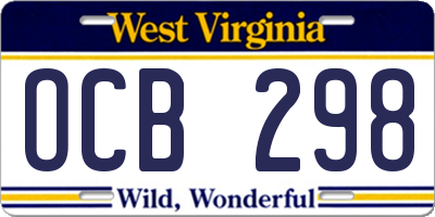 WV license plate OCB298