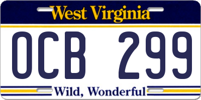 WV license plate OCB299