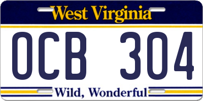 WV license plate OCB304