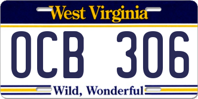 WV license plate OCB306
